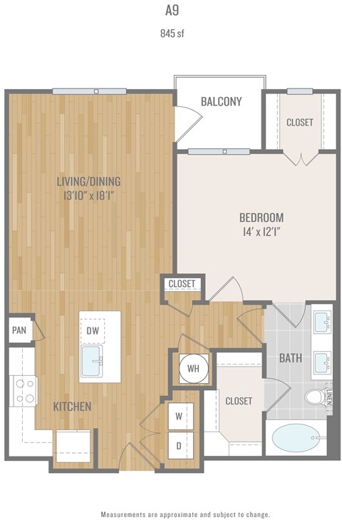 Centric One90 Apartments in Plano, Texas One Bedroom Floor Plan